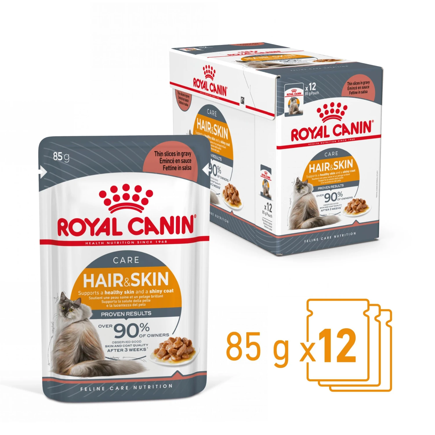 Royal Canin Wet Cat Food Hair & Skin Care In Gravy Pack Of 12 X 85g 3 Royal Canin Wet Cat Food Hair & Skin Care In Gravy Pack Of 12 X 85g - Image 3