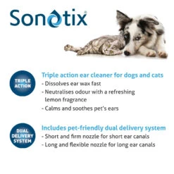 Vetoquinol Sonotix Triple Action Ear Cleaner For Dogs And Cats, 120ml Bottle -Pet Supply Store 5xakc0khgin