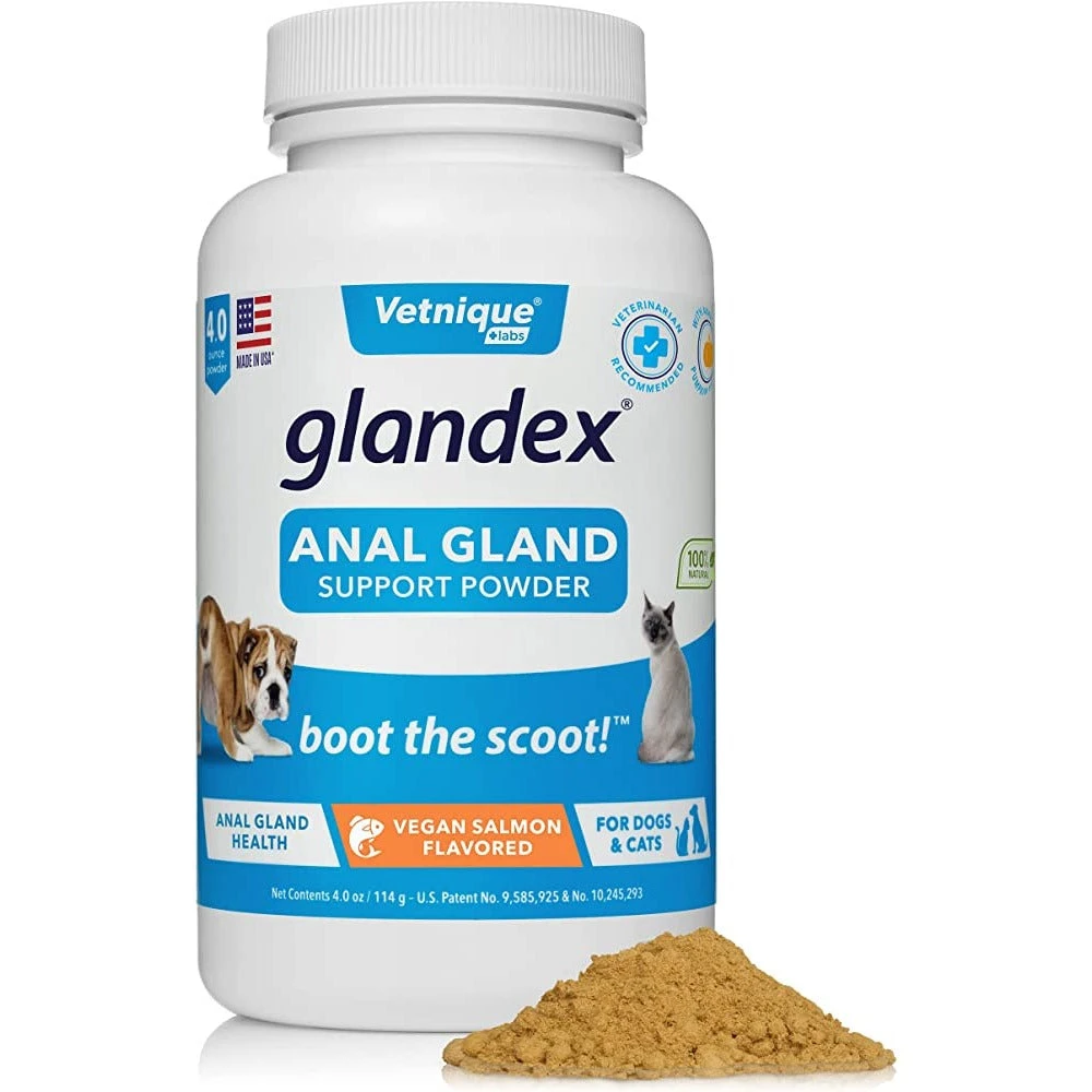 Glandex Vegan Salmon Flavoured Powder Dog & Cat Anal Gland Supplement 1 Glandex Vegan Salmon Flavoured Powder Dog & Cat Anal Gland Supplement