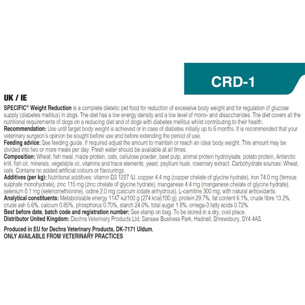 Dechra Specific CRD-1 Weight Reduction Dry Dog Food 8 Dechra Specific CRD-1 Weight Reduction Dry Dog Food - Image 8