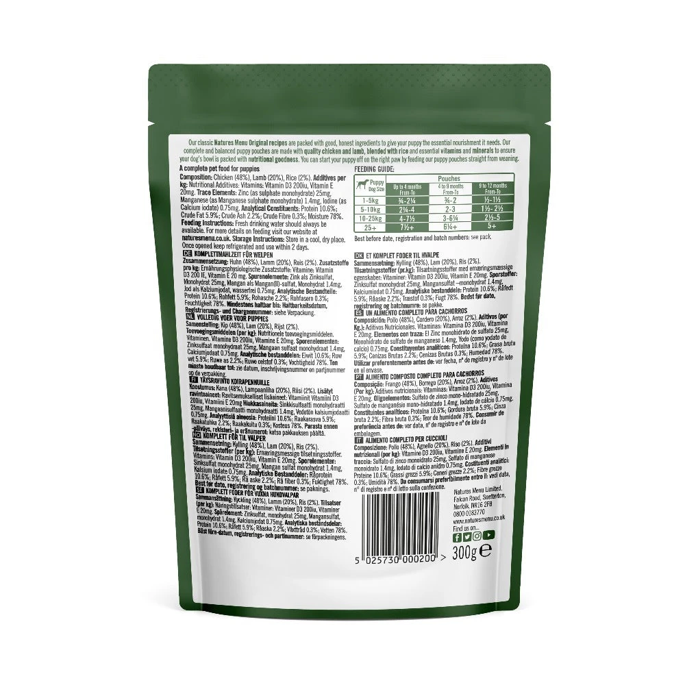 Natures Menu Chicken With Lamb Junior Wet Dog Food Pouch - All Sizes 2 Natures Menu Chicken With Lamb Junior Wet Dog Food Pouch - All Sizes - Image 2