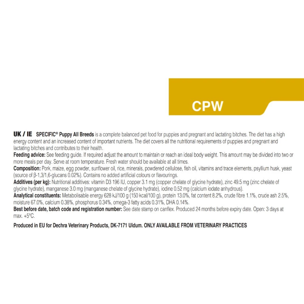 Dechra Specific CPW Puppy All Breeds Wet Dog Food 6x300g 4 Dechra Specific CPW Puppy All Breeds Wet Dog Food 6x300g - Image 4