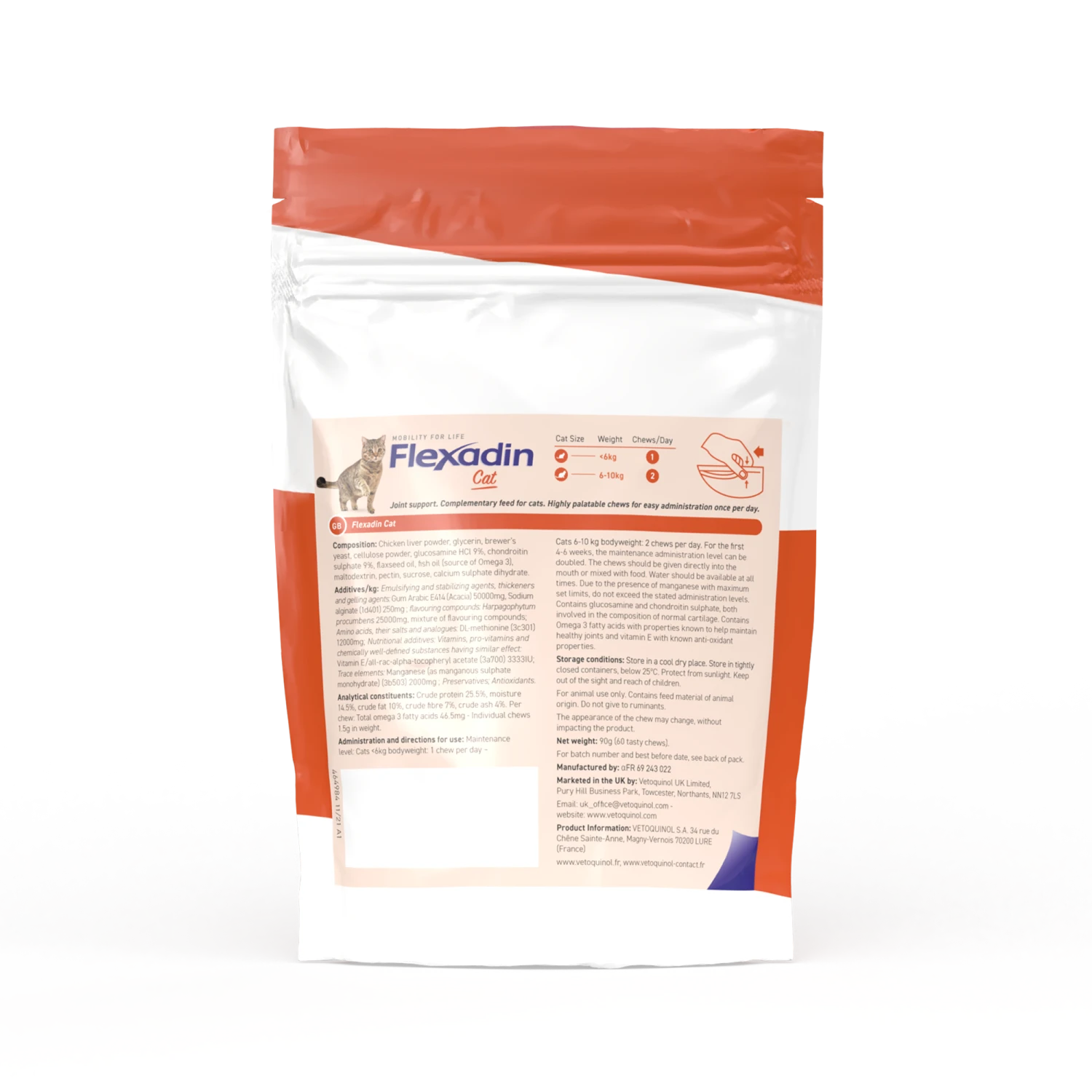 Vetoquinol Flexadin Joint Care For Cats, 60 Chews 2 Vetoquinol Flexadin Joint Care For Cats, 60 Chews - Image 2