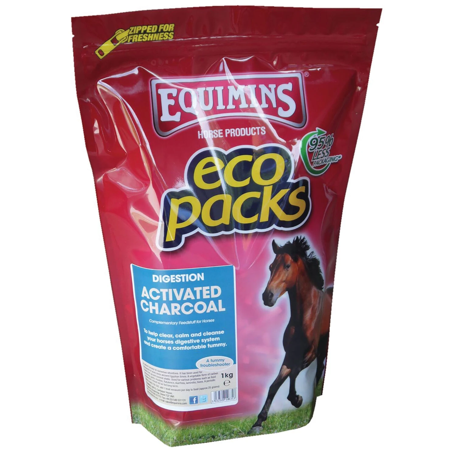 Equimins Activated Charcoal For Horses Eco Pack - 1kg 1 Equimins Activated Charcoal For Horses Eco Pack - 1kg