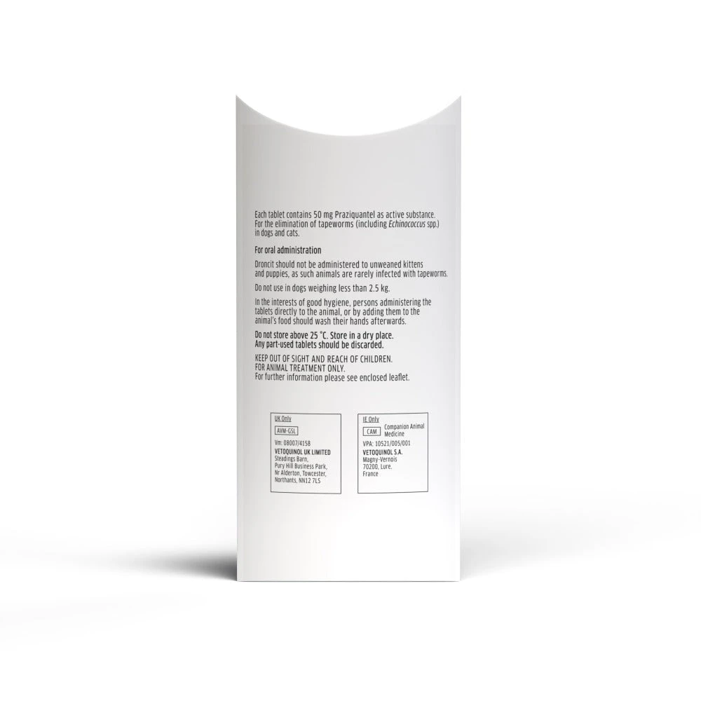 Droncit Tablet Tapewormer For Cats And Dogs - All Pack Sizes 3 Droncit Tablet Tapewormer For Cats And Dogs - All Pack Sizes - Image 3