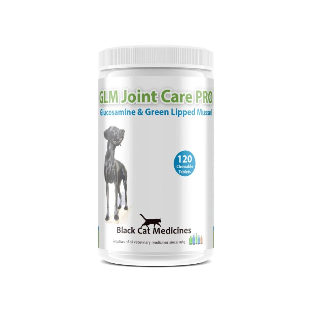 Black Cat Medcines GLM Joint Care PRO Dogs 120 Chewable Tablets Glucosamine & Green Lipped Mussel 1 Black Cat Medcines GLM Joint Care PRO Dogs 120 Chewable Tablets Glucosamine & Green Lipped Mussel