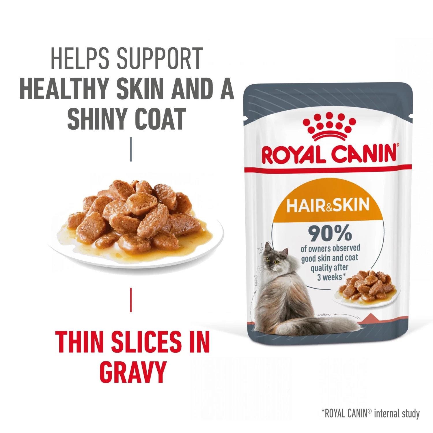 Royal Canin Wet Cat Food Hair & Skin Care In Gravy Pack Of 12 X 85g 2 Royal Canin Wet Cat Food Hair & Skin Care In Gravy Pack Of 12 X 85g - Image 2