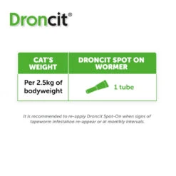 Droncit Spot-On Tapewormer For Cats (from 1kg), 4 Tubes -Pet Supply Store zu3y3iaswss